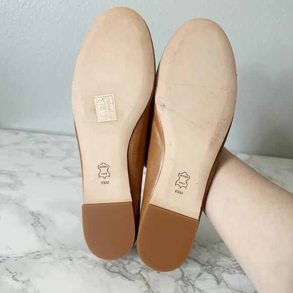 Tory Burch Tan Leather Goldtone Charm Ballet Flats women’s size 8.5 - Picture 9 of 12